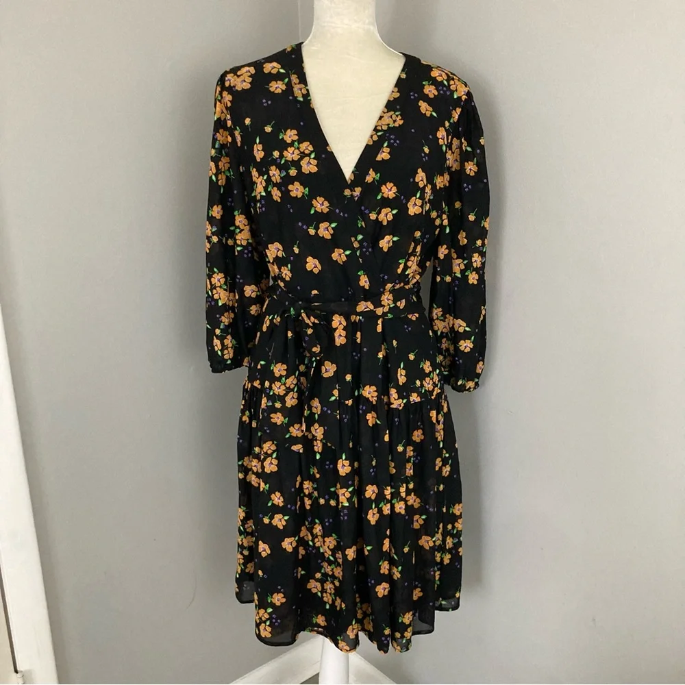 CAbi debut fiesta floral wrap dress romantic wedding guest spring summer size M - Picture 2 of 14